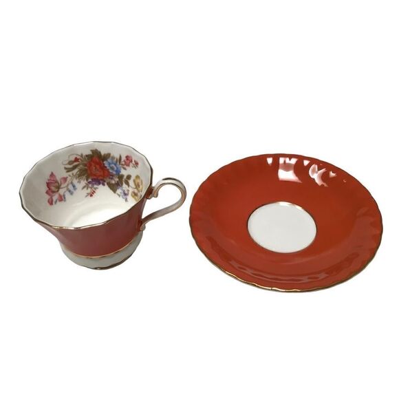 Ansley Floral Bone China Teacup and Saucer - Picture 2 of 11